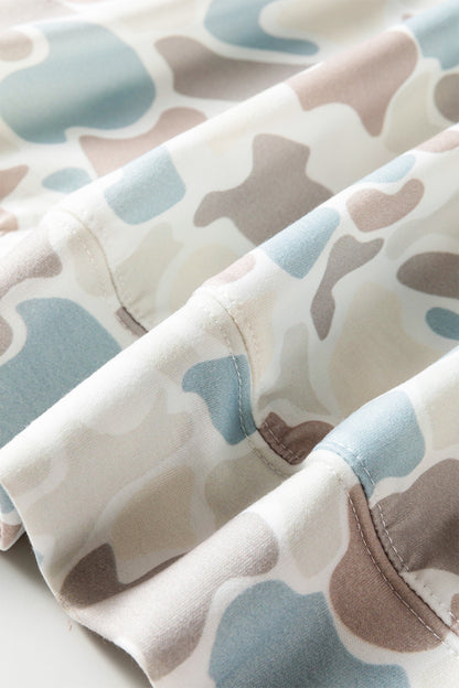 Camo Print Hooded Pullover Long Sleeve Casual Top