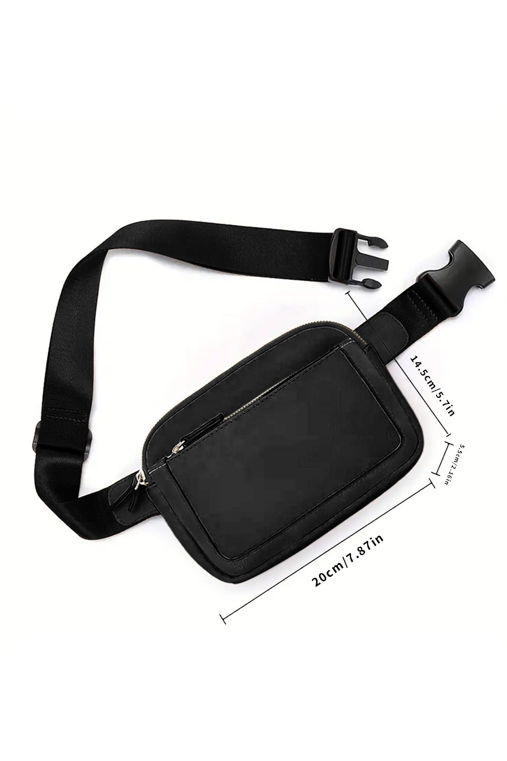 Black PU Leather Mini Crossbody Sling Bag Adjustable Strap