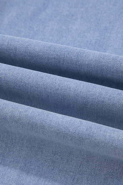 Beau Blue Contrast Stripe Patchwork Frayed Jeans