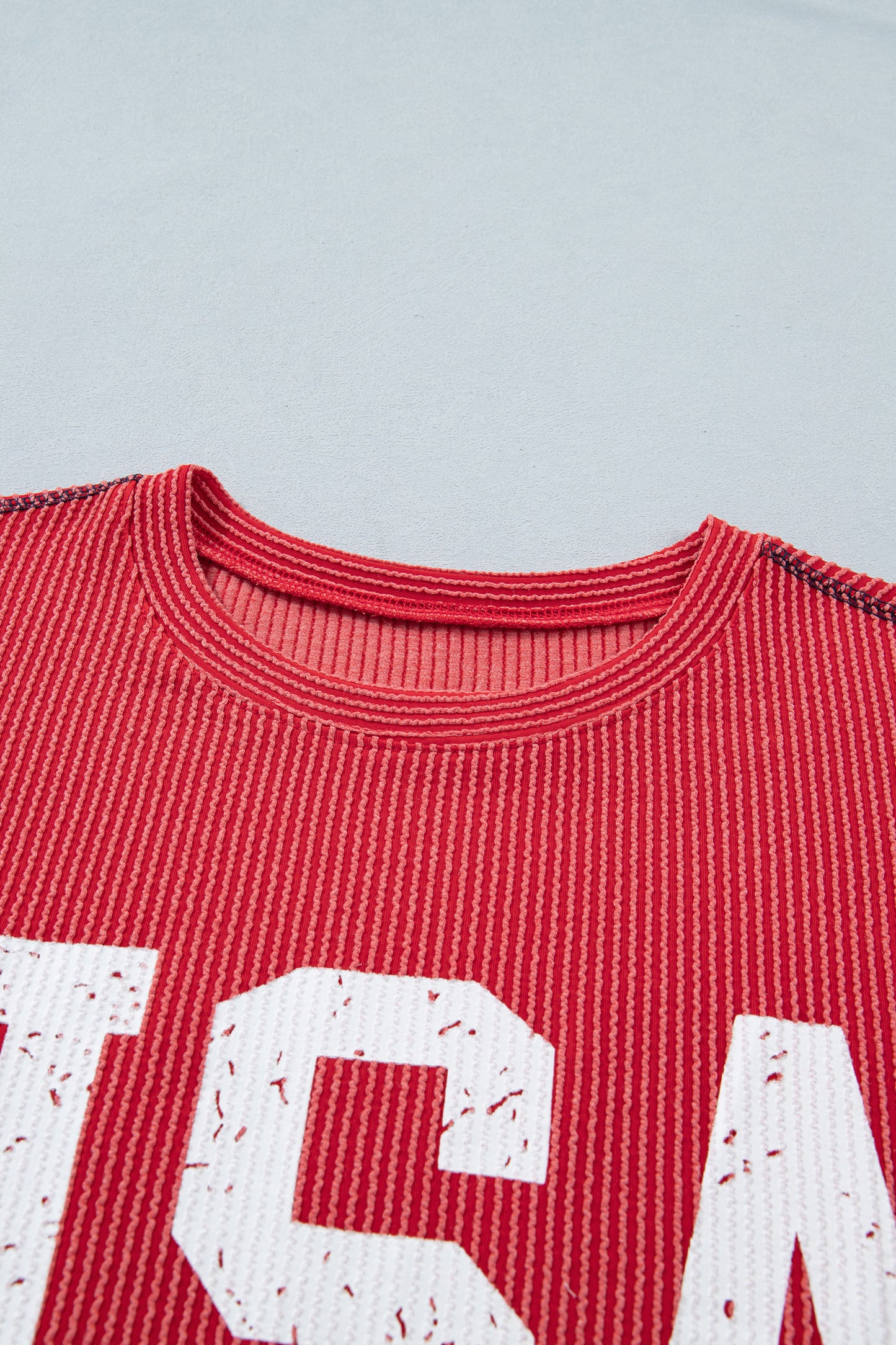 USA Ribbed Graphic Tee Loose Fit Flag Day July 4th