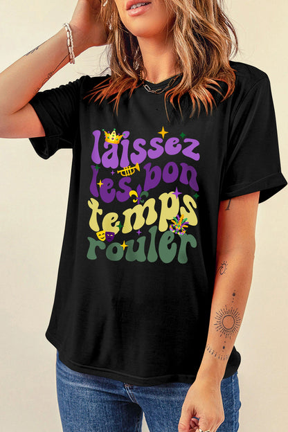Black Laissez Les Bon Temps Rouler Mardi Gras Tee