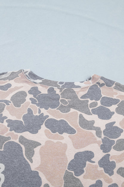 Plus Size Retro Camouflage Tee – Multicolor Casual Top