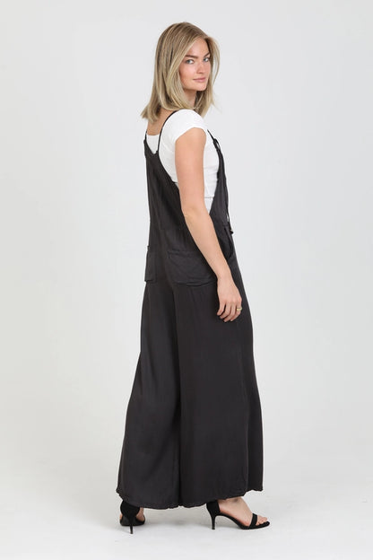 Wide Leg Sleeveless Overall Jumpsuit with Pockets