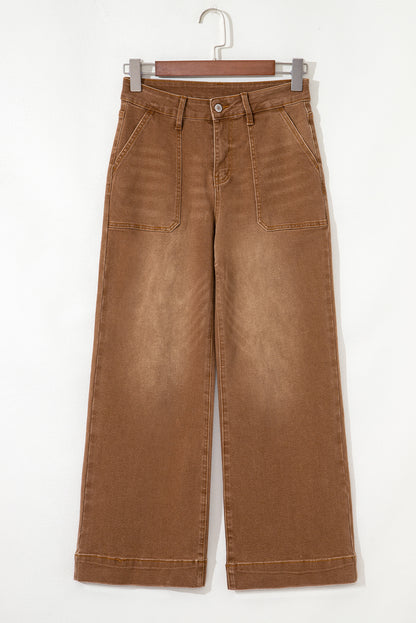 Breen Cropped High Rise Wide Leg Denim Pants