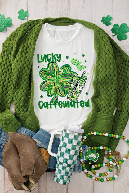 St. Patrick’s Lucky & Caffeinated Clover Graphic Tee
