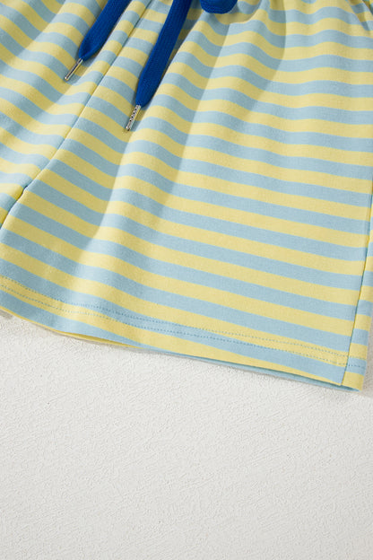 Striped Two Piece Lounge Set Womens Tee and Shorts