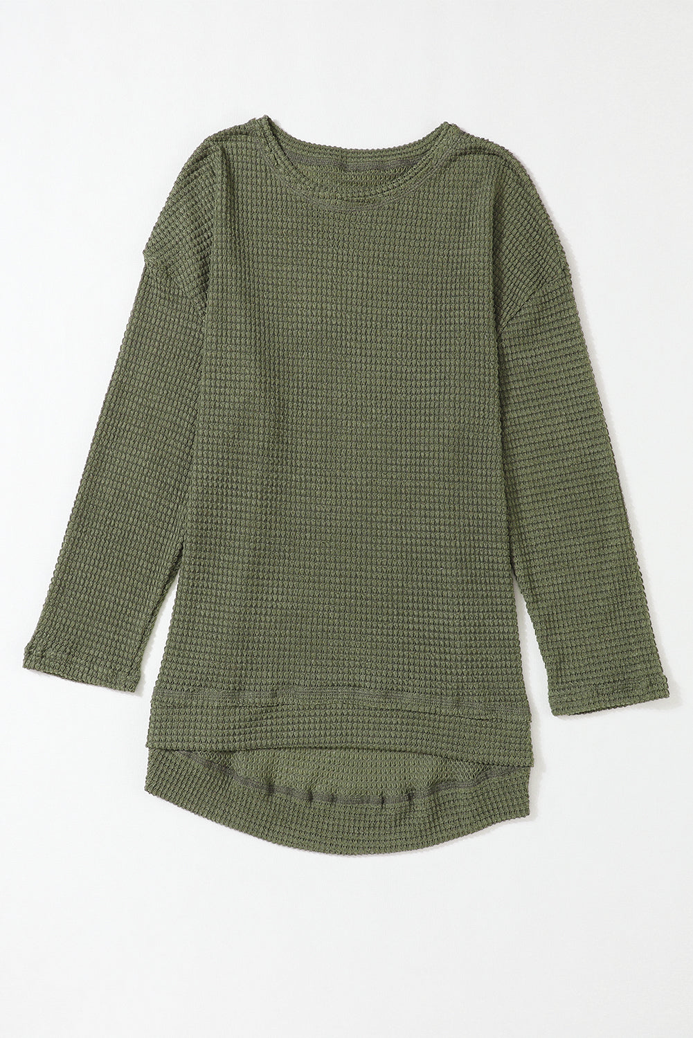 Black Waffle Knit Oversized Top with Side Slits