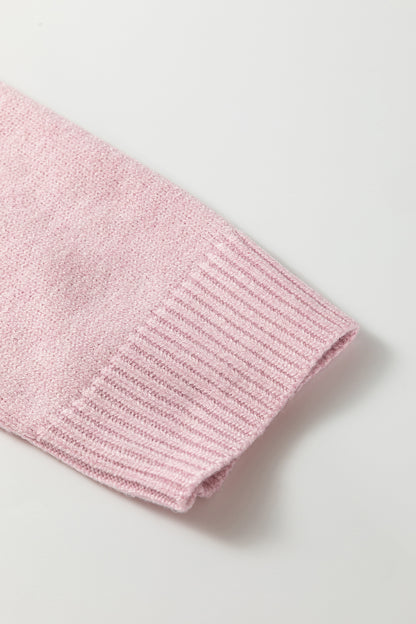 Valentine Pink Love Script Corded Knit Sweater