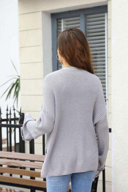 Knit Button Cardigan – V-Neck Loose Fit Sweater