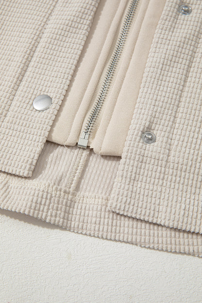Beige 2 in 1 Thermal Knit Textured Hooded Jacket