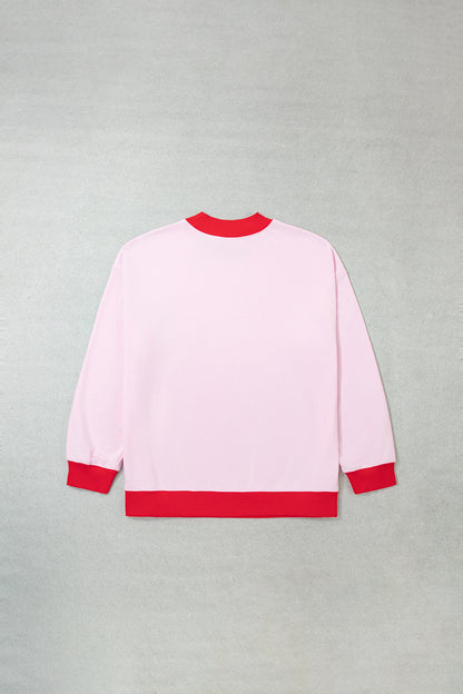 Contrast Trim Relaxed Fit Plus Size Sweatshirt