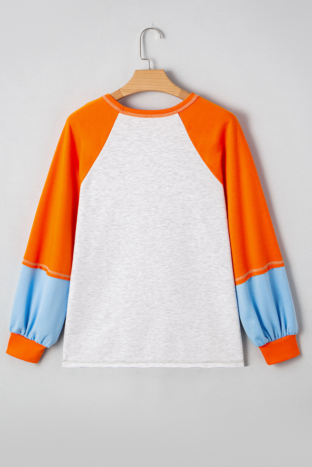 Chenille Pumpkin Halloween Color Block Long Sleeve Top