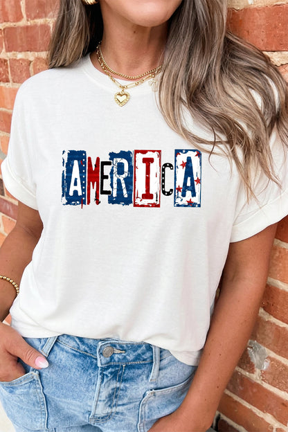 America Flag Graphic July 4th Patriotic Tee Shirt