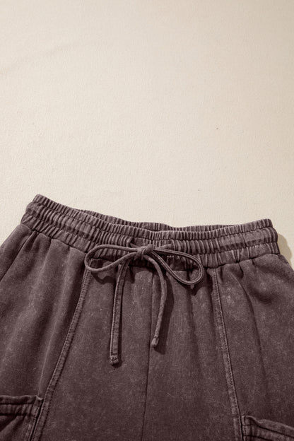 Women's Mineral Wash Cargo Pants with Drawstring Waist