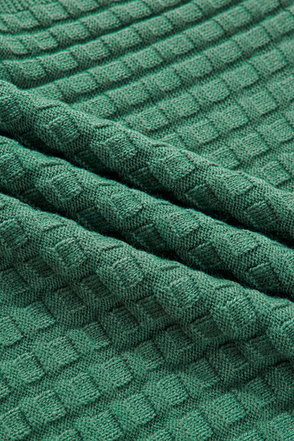 Mist Green Textured Knit Short Sleeve Sweater Top