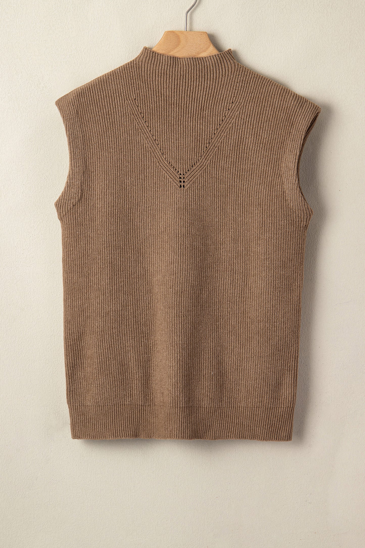 Western Ribbed Knit Mock Neck Sleeveless Sweater Top