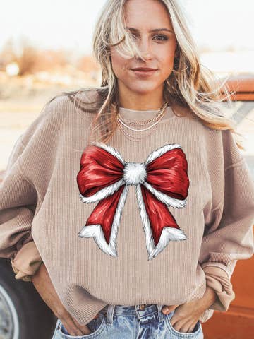Christmas Big Bow Graphic Pullover Sweatshirt