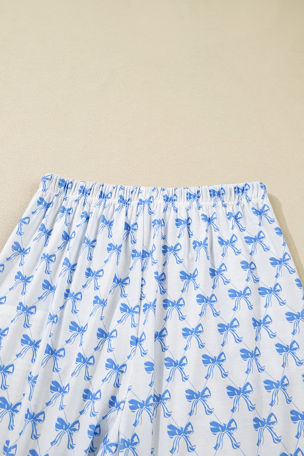 Soft Bow Print Long Sleeve Pajama Set with Pants