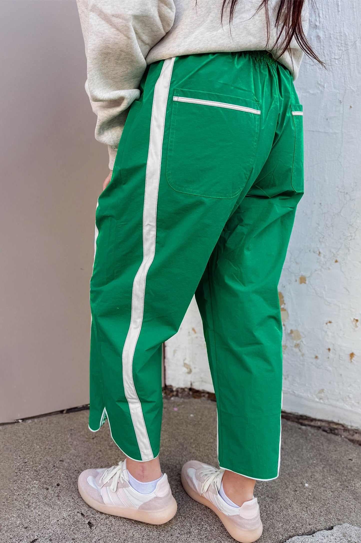 Game Day Side Stripe Drawstring Cropped Wide Leg Pants