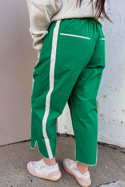 Game Day Side Stripe Drawstring Cropped Wide Leg Pants