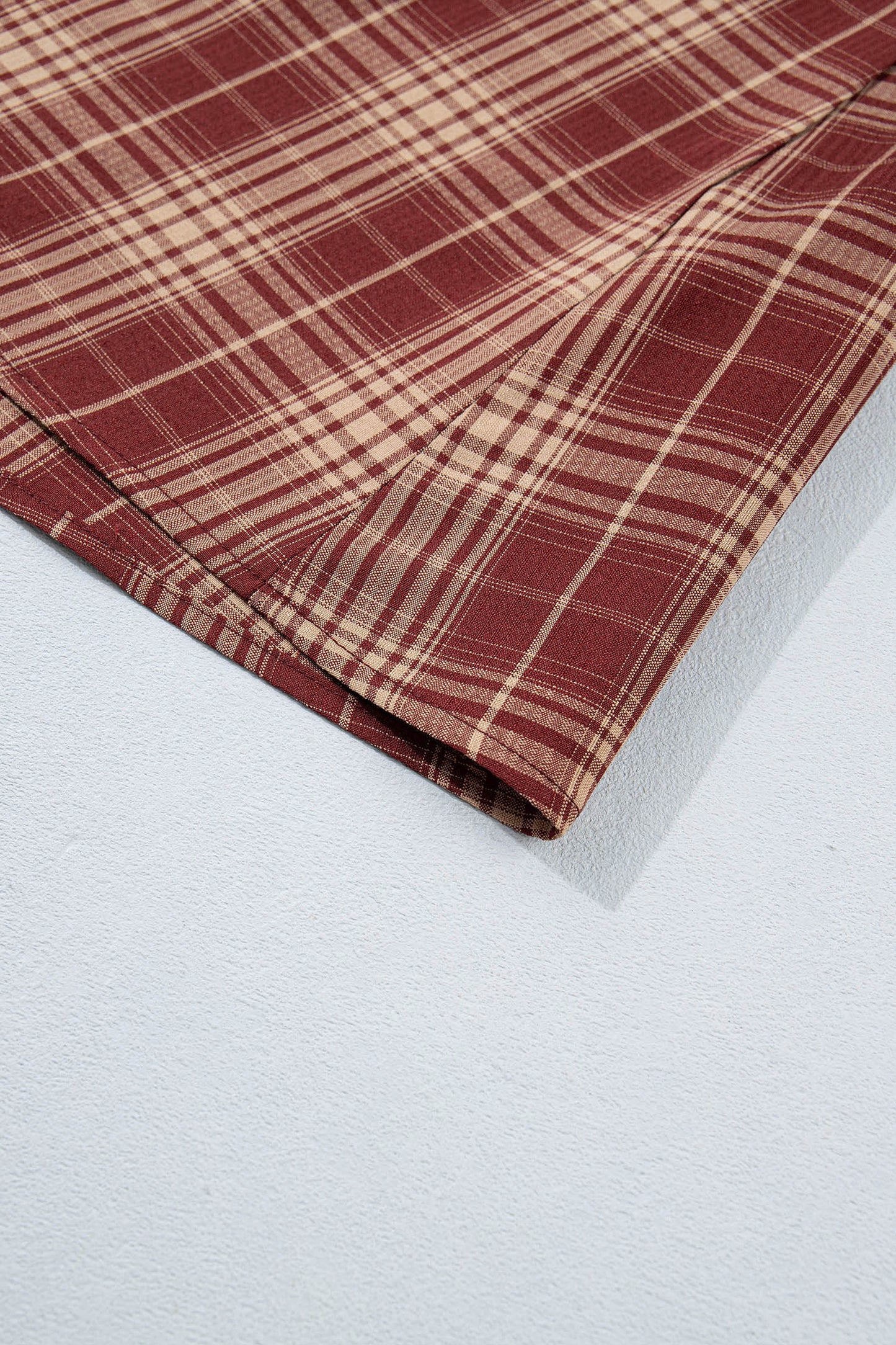 Western Plaid Puff Sleeve Midi Dress Tie Front