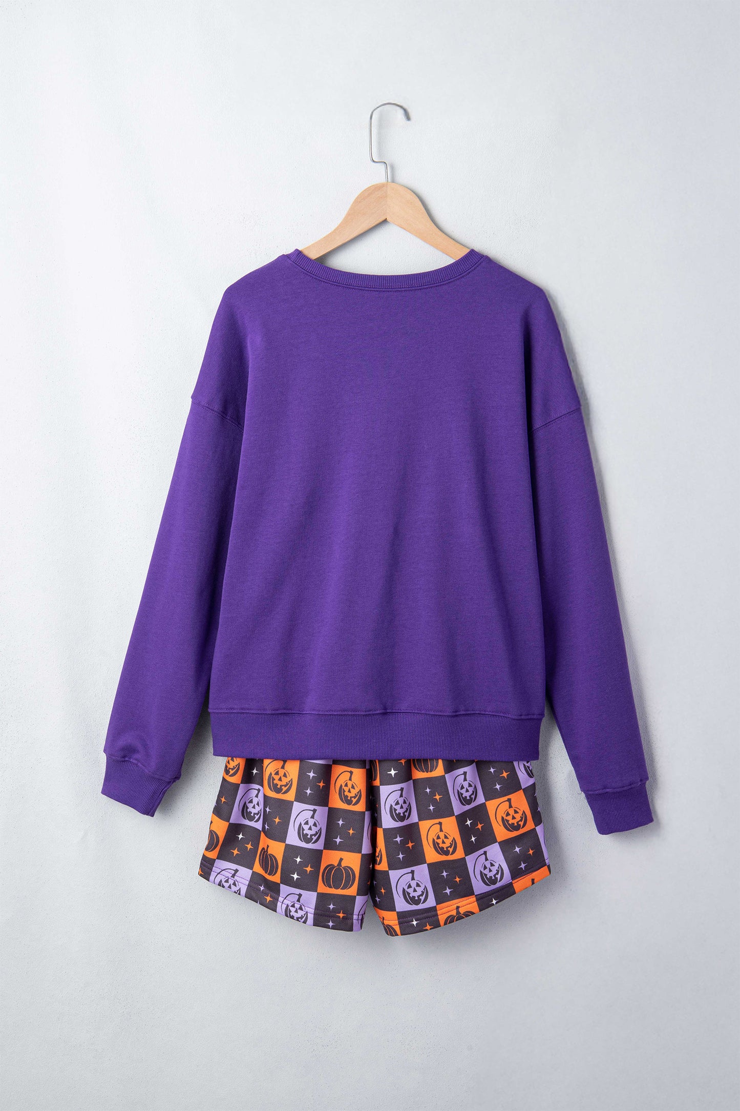 Halloween Witch Graphic Checkerboard Shorts Set