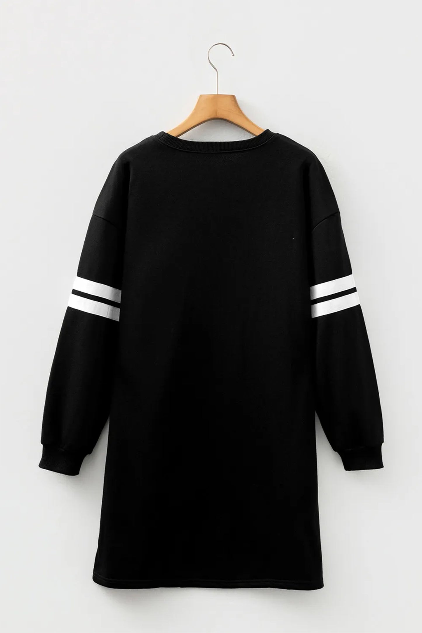 Sequin Ghost Bow Varsity Stripe Halloween Sweatshirt Dress