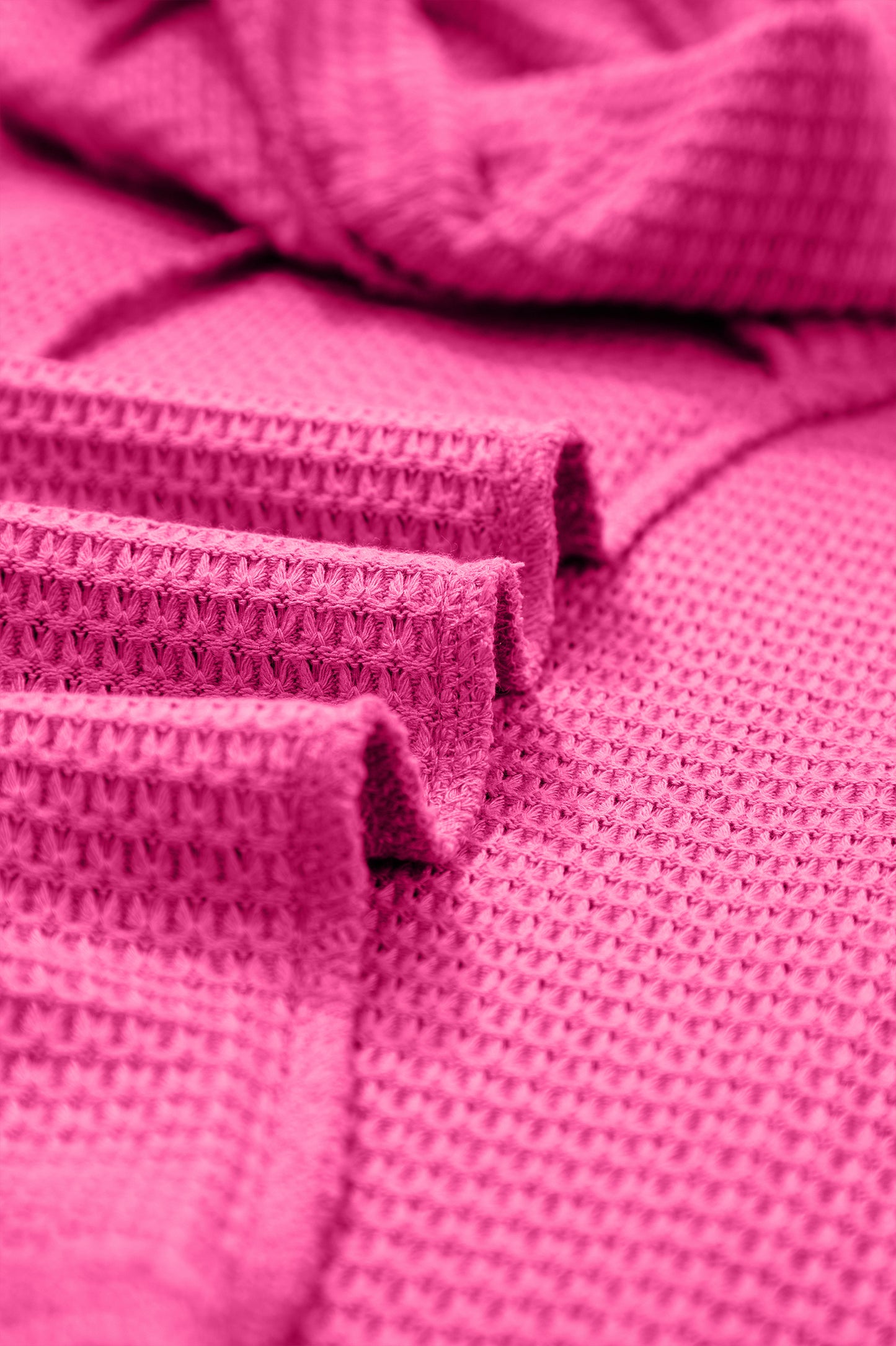 Strawberry Pink Waffle Knit V Neck Short Sleeve Casual Top