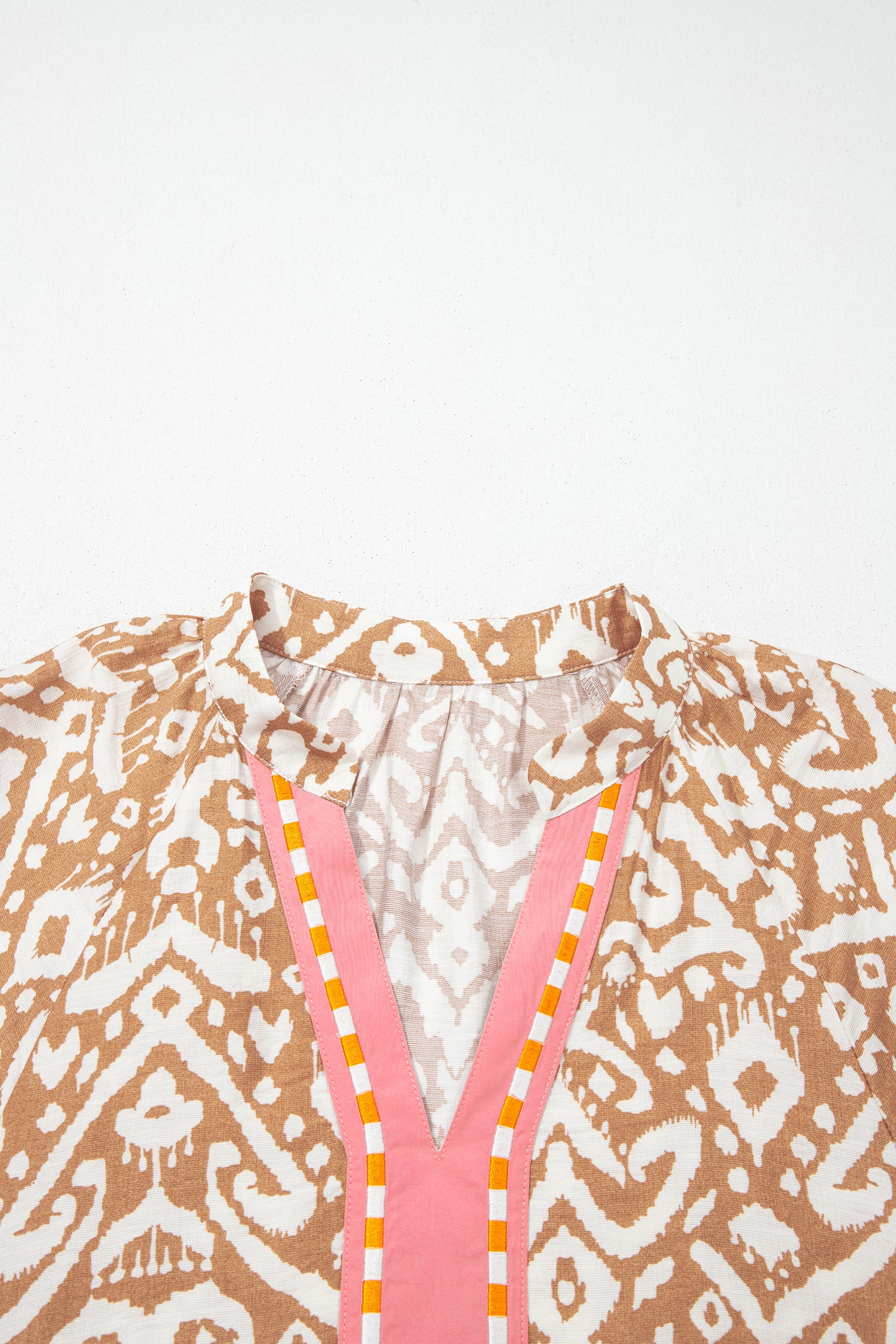 Boho Ikat Print V Neck Shift Dress Summer Mini Dress