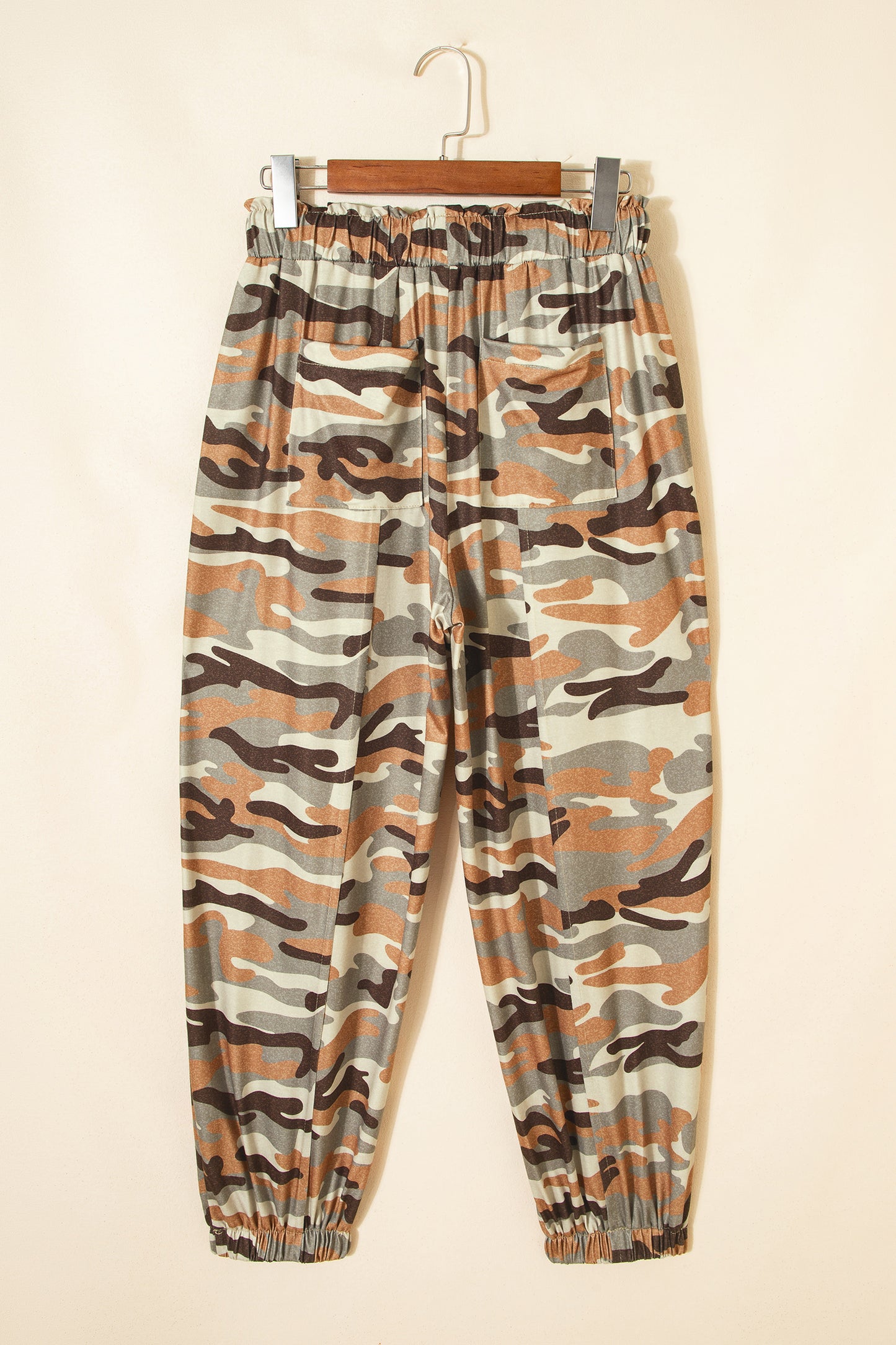 Camo Print Drawstring Elastic Waist Jogger Pants