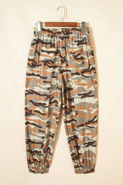 Camo Print Drawstring Elastic Waist Jogger Pants