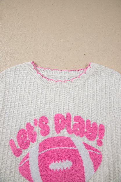 Lets Play Textured Knit Rugby Pattern Sweater Vest Game Day