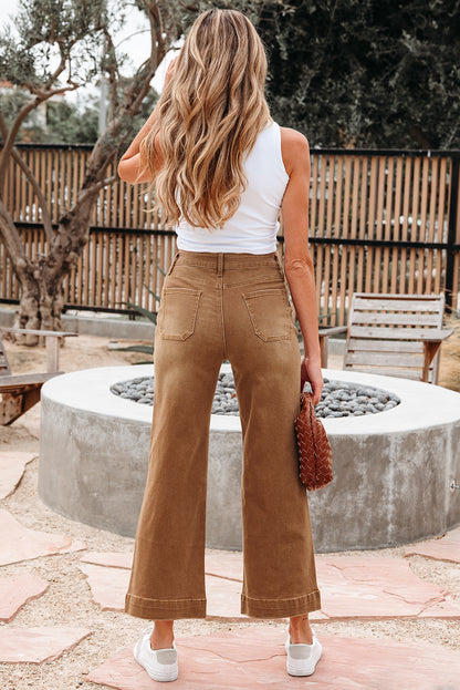 Breen Cropped High Rise Wide Leg Denim Pants