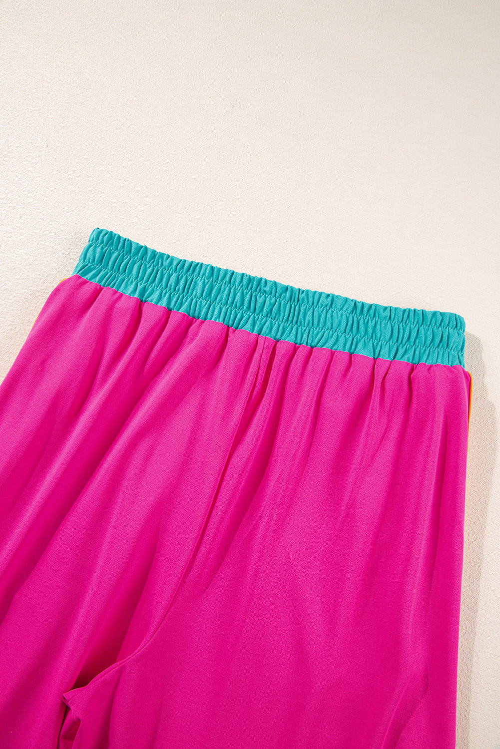 Color Block Lounge Set Wide Leg Pants 2 Piece