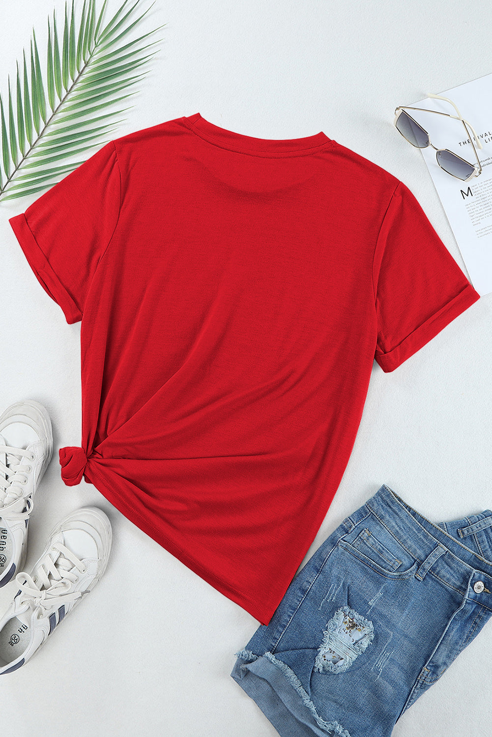 White Casual Crew Neck Short Sleeve Basic Tee