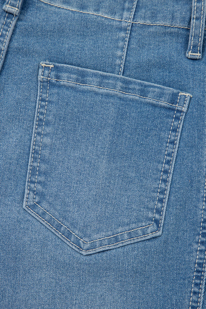 High Rise Seamed Cuffed Barrel Leg Jeans