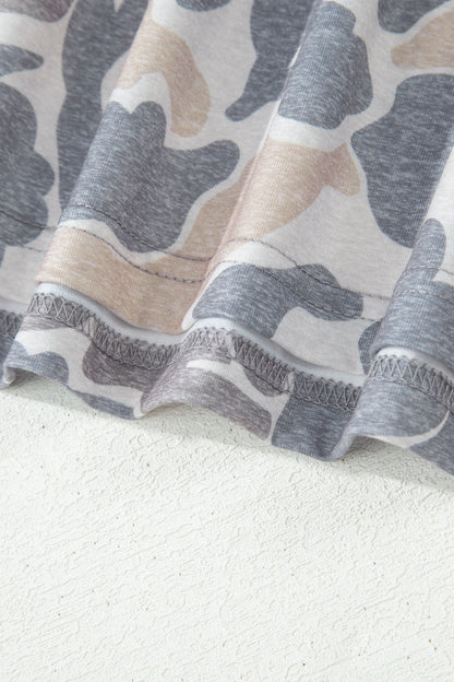 Neutral Camo Oversized Casual Crewneck T Shirt