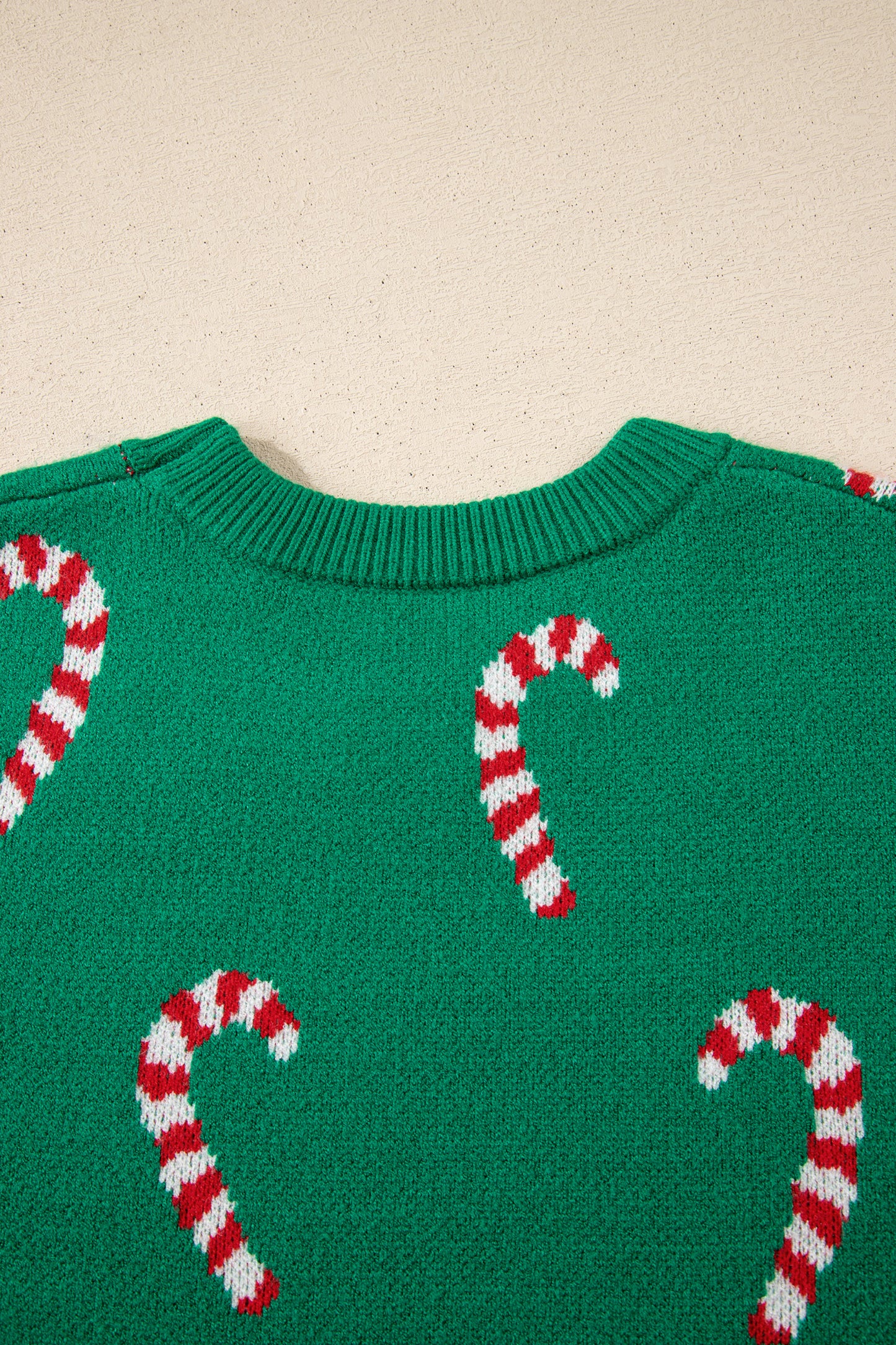 Sachet Pink Christmas Candy Cane Holiday Drop Shoulder Sweater
