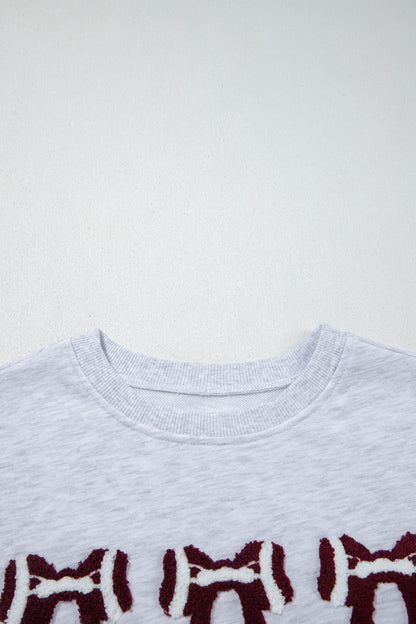 Chenille Bow Embroidered Game Day Oversized Sweatshirt