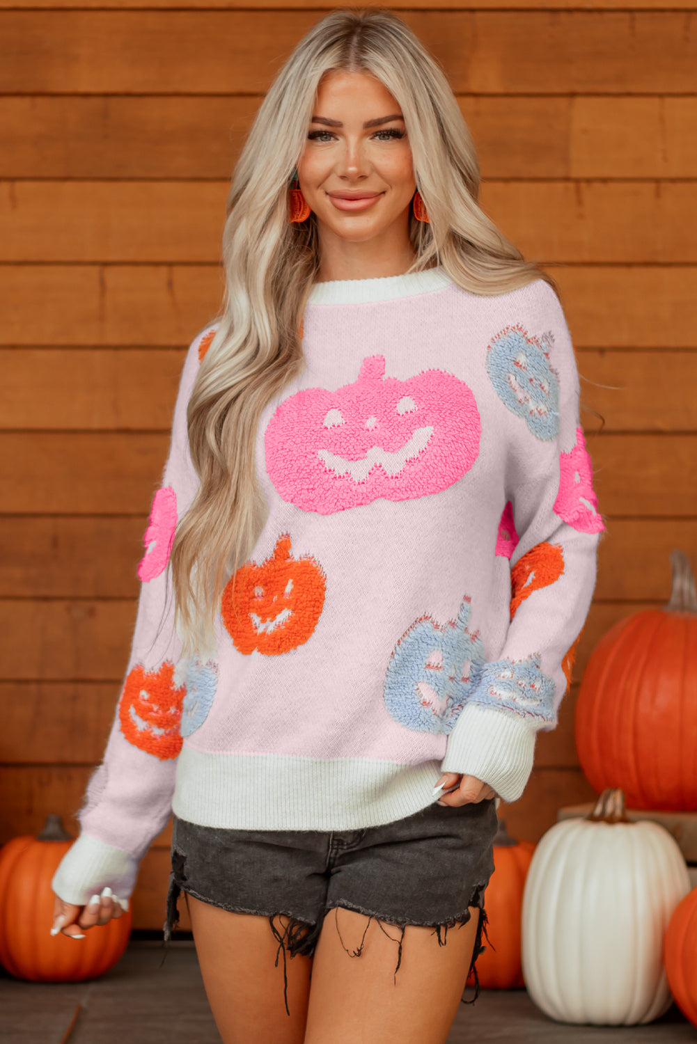 Cozy Halloween Jack-O’-Lantern Knit Pullover Sweater
