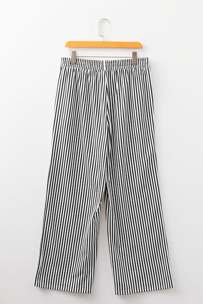 Stripe Elastic Waist Wide Leg Lounge Pants