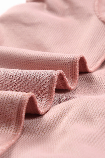 Customizable Solid Ribbed Knit Round Neck Casual PulloverSweatshirt