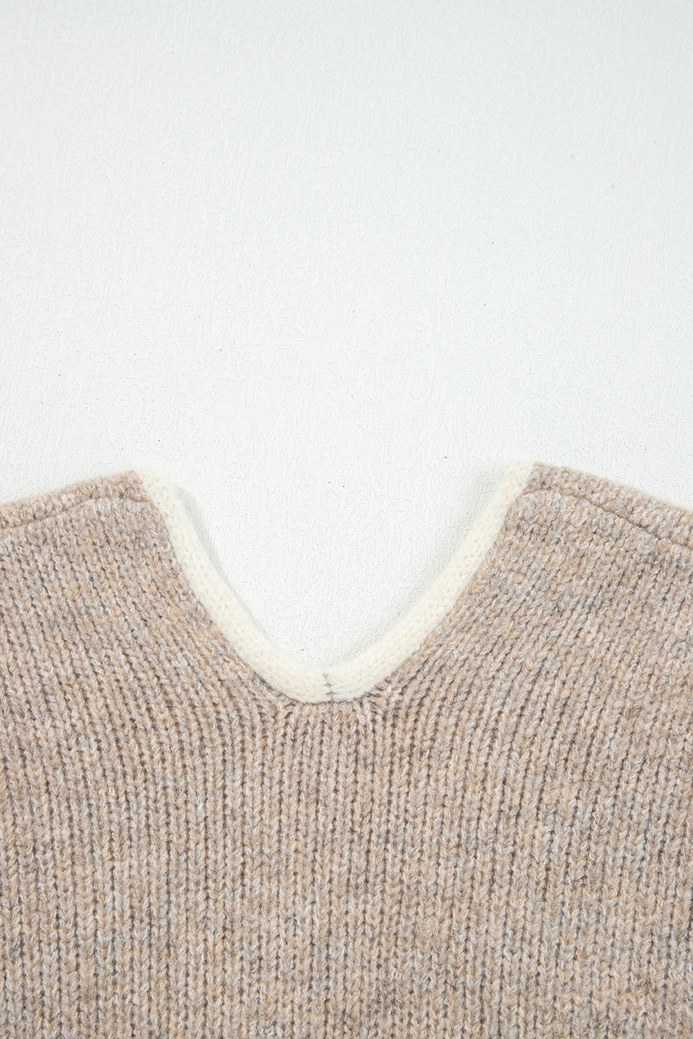 Khaki Tie Front Drop Shoulder Knit Cardigan Sweater