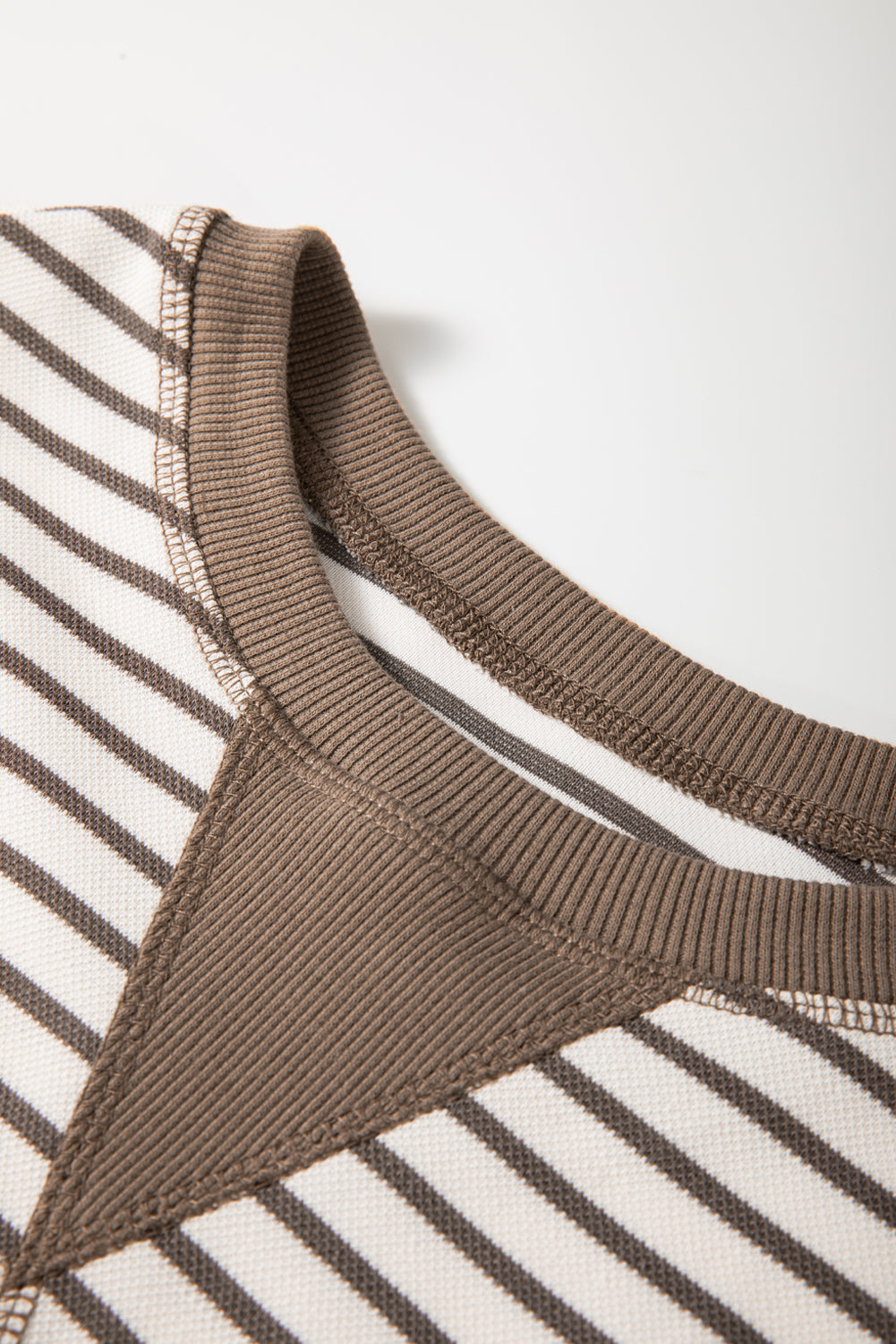 Green Striped Ruffle Sleeve Contrast Casual Top