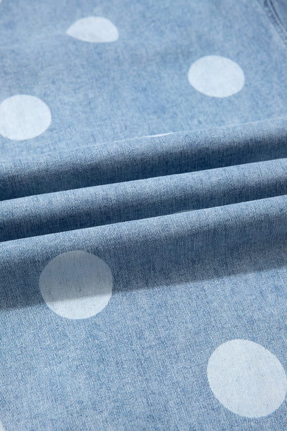 Women's Polka Dot Cuffed Wide Leg Jeans