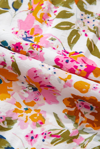 Easter Floral V Neck Short Sleeve Boho Maxi Dress