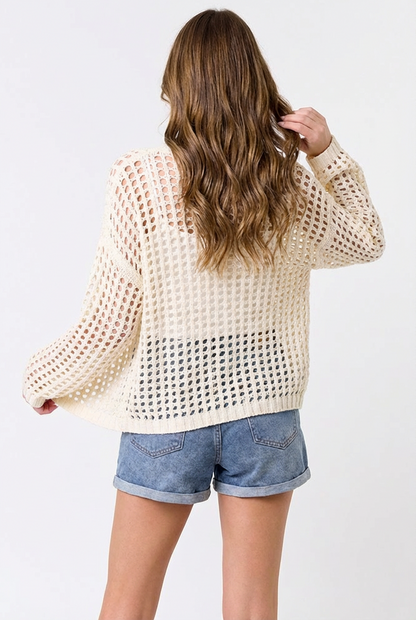 Lightweight Crochet Open Knit Cardigan Boho Layering