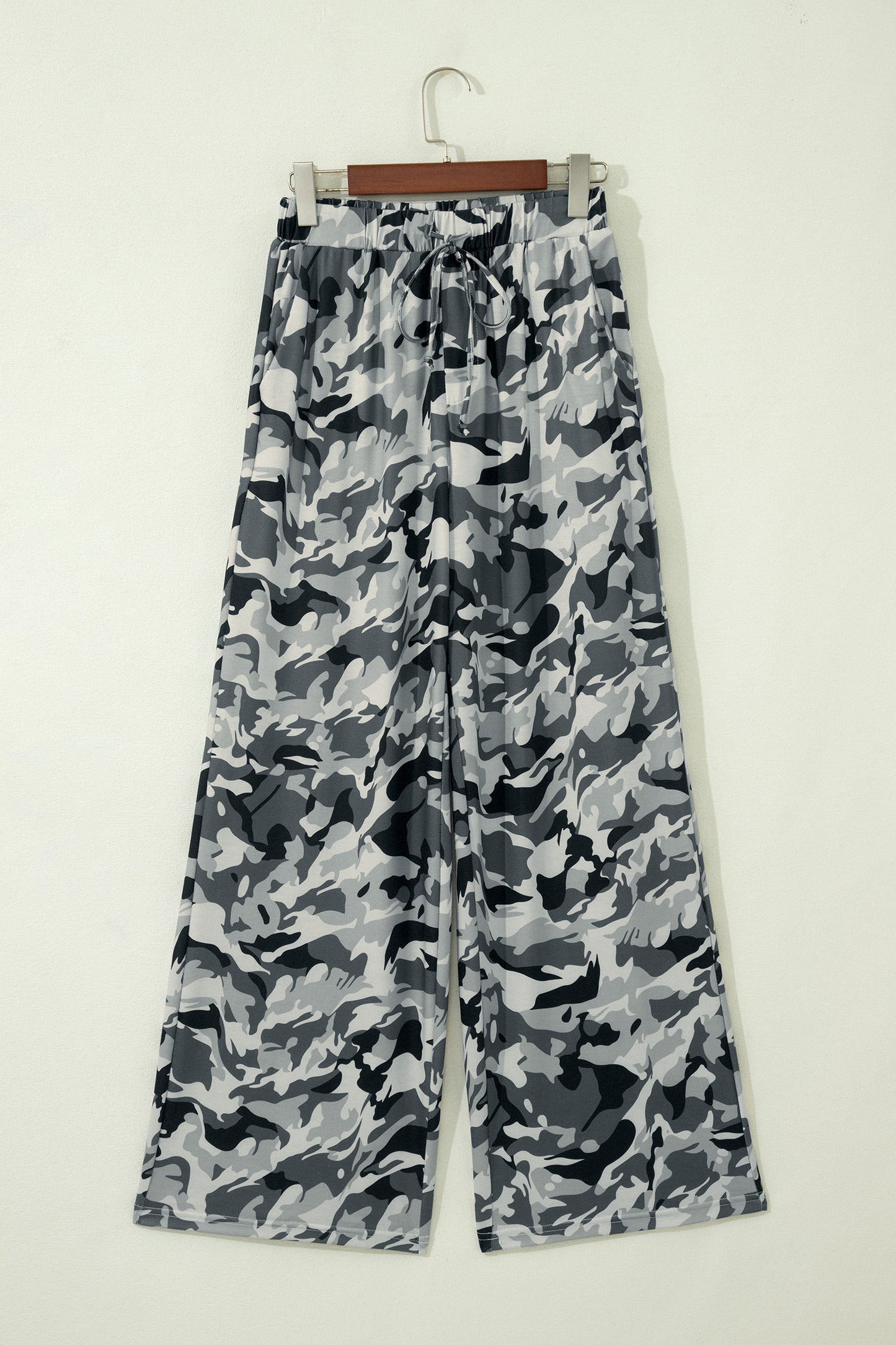Green Western Camouflage Print Drawstring Casual Pants