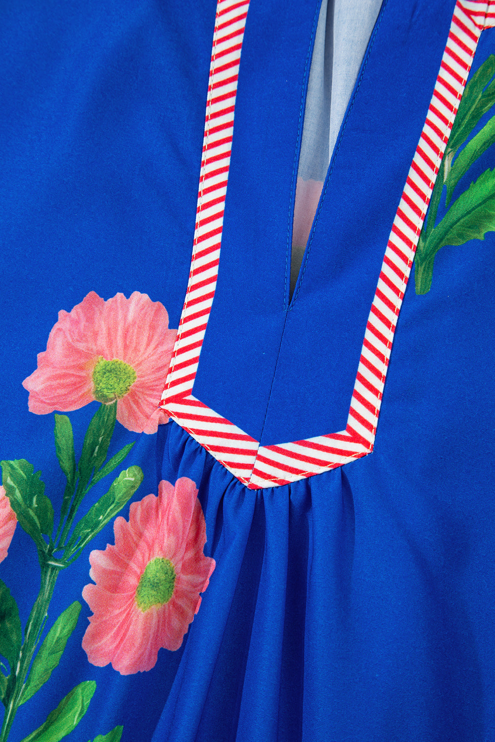 Easter Floral Split Neck Short Sleeve Mini Dress