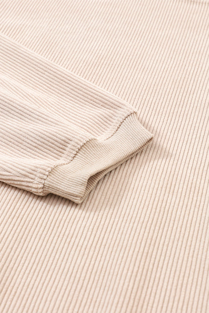 Apricot Ribbed Corduroy Oversized Long Sleeve Top